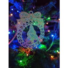 Csipke dísz keretben - fehér fenyő