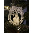 Csipke dísz keretben - hóember