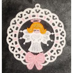 Csipke dísz keretben - színes angyal