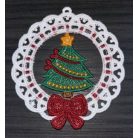 Csipke dísz keretben - színes fenyő