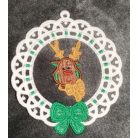 Csipke dísz keretben - színes rénszarvas