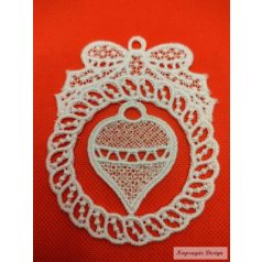Csipke dísz keretben - szív